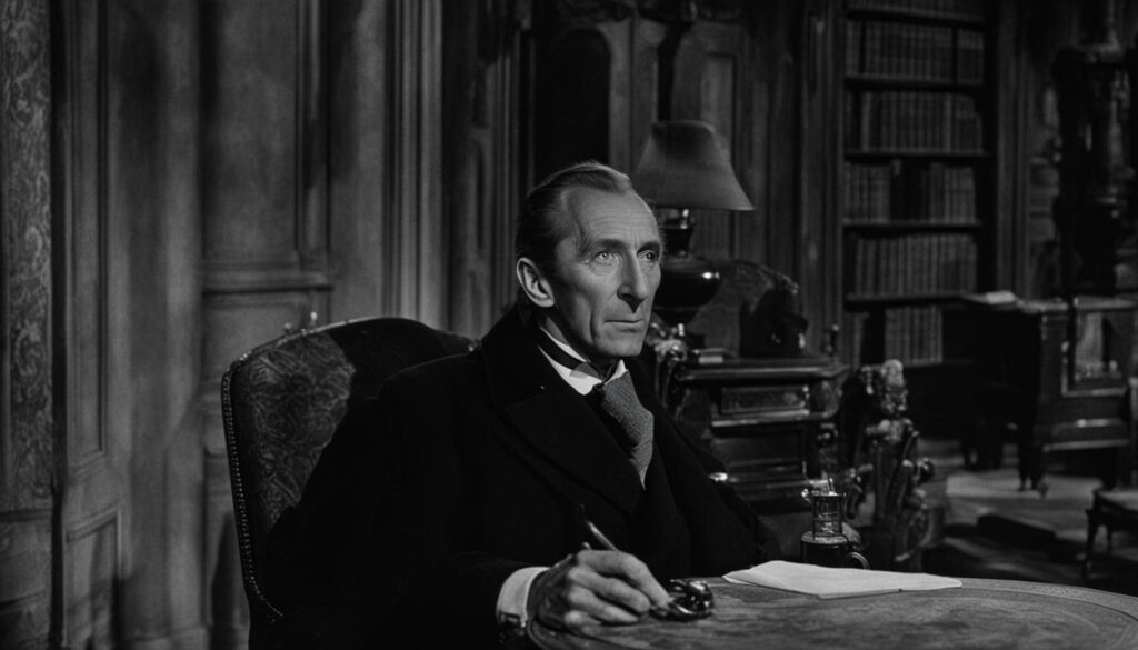 Peter Cushing as Sherlock Holmes
